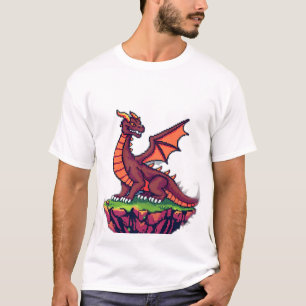 T-shirt Pixel Art Dragon Vintage