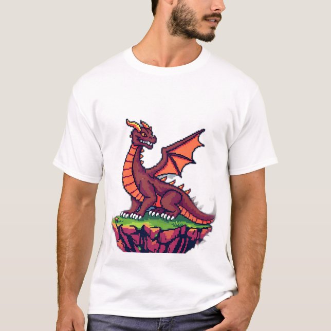 T-shirt Pixel Art Dragon Vintage (Devant)