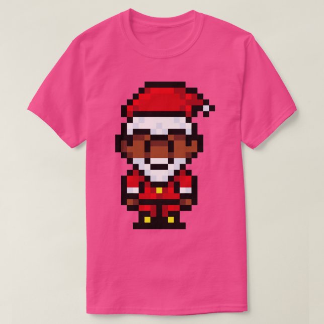 T-shirt Pixel Art du Père Noël noir (Design devant)