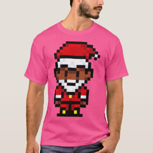 T-shirt Pixel Art du Père Noël noir