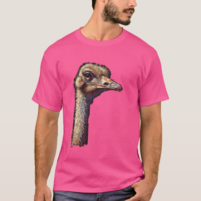 T-shirt Pixel Art Lover - Ostrich Papa Maman (Devant)
