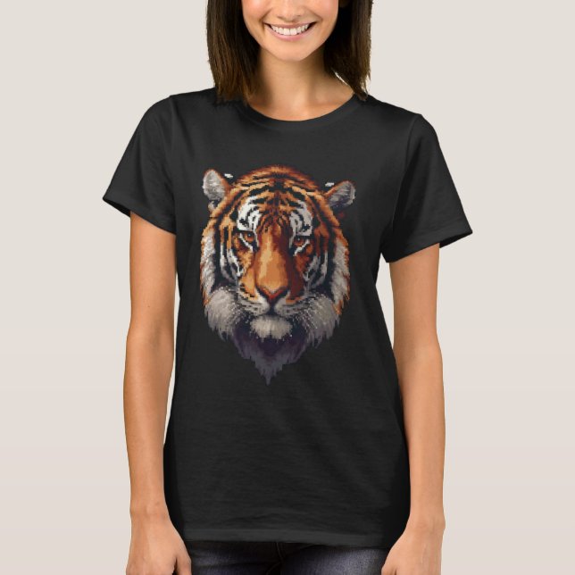 T-shirt Pixel Art Lover - Tiger Papa Maman (Devant)
