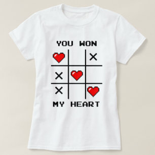T-shirt Pixel Art "Vous avez gagné mon coeur" Tic Tac Toe 