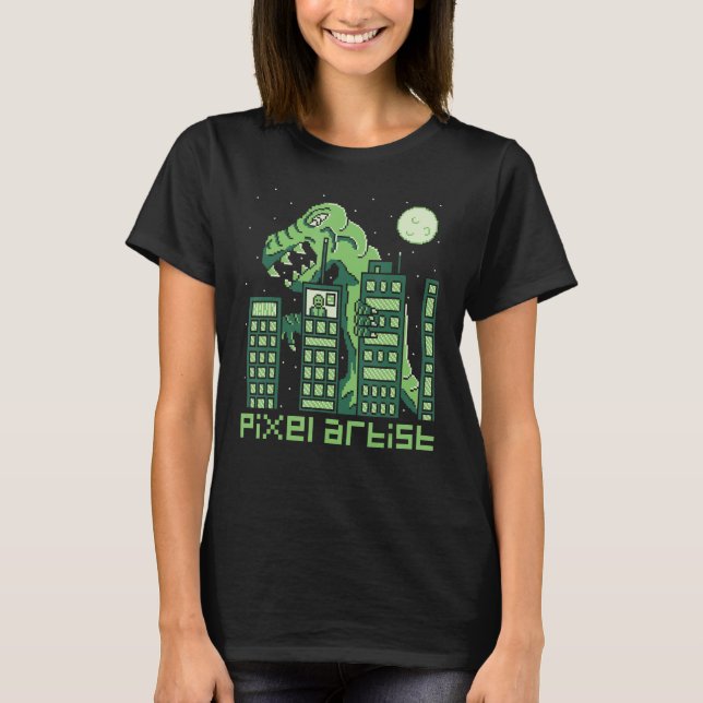 T-shirt Pixel Artiste Monster Style Retro Ordinateur Jeu 2 (Devant)