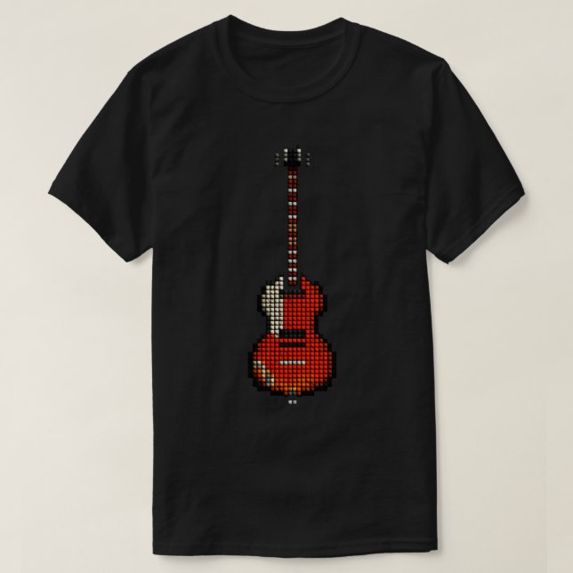 T-shirt Pixel Carrelé Violon Lefty Bass Guitare droit (Design devant)