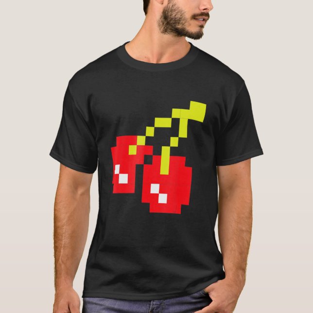T-shirt Pixel Cherries 80 s Video Game Halloween Costume E (Devant)