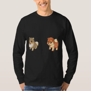 T-shirt Pixel Chiens Poméraniens Et Shiba Inu