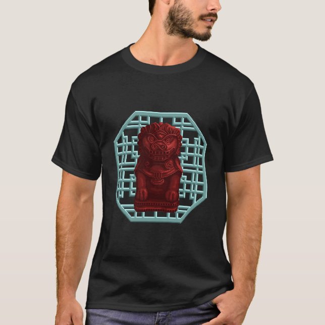 T-shirt Pixel de chien lion rouge (Devant)