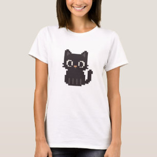 T-shirt Pixel de point de croisement rétro Black Cat