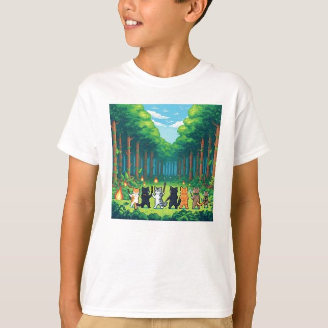T-shirt Pixel Friends : Forest Protection (chats) #12 (Devant)
