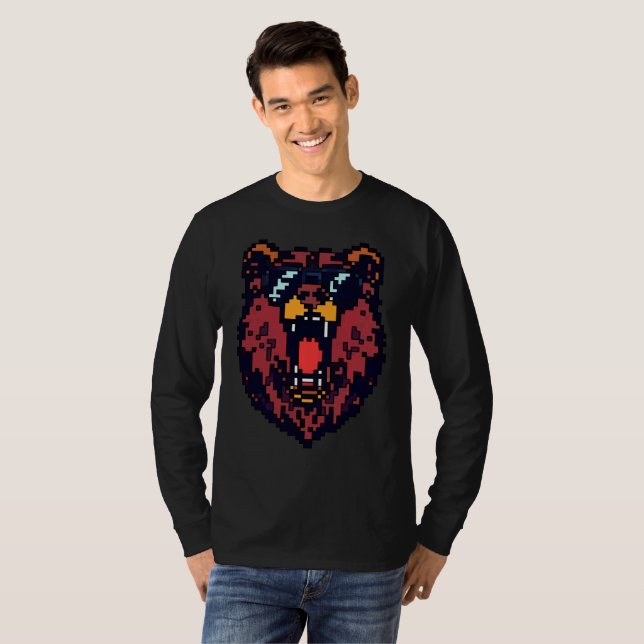 T-shirt Pixel Grizzly Roar (Devant entier)