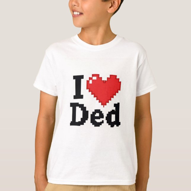 T-shirt Pixel Heart : I ❤️ Ded Retro Tee" (Devant)