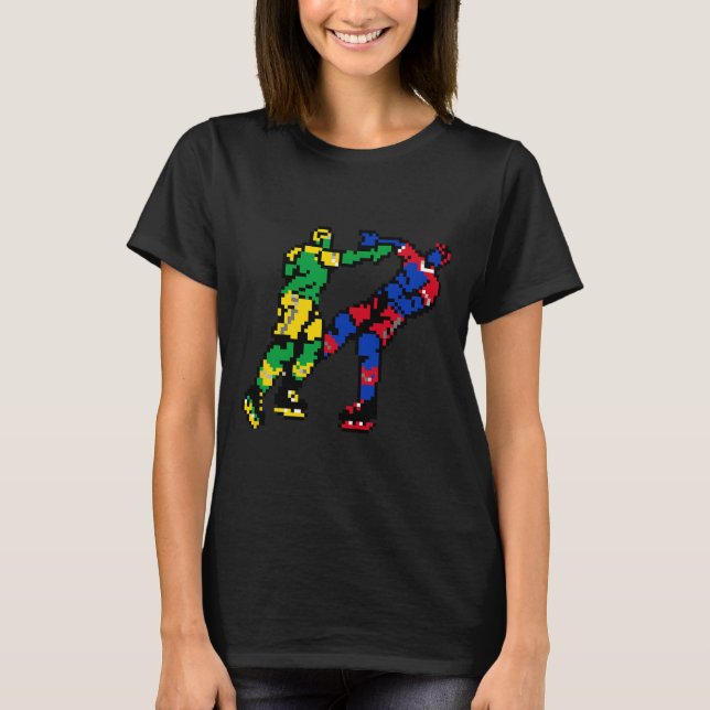 T-shirt Pixel Hockey Fight  (Devant)