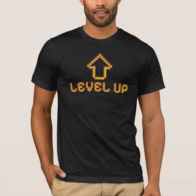 T-Shirt Pixel Level Up Gamer - Noir Classique (Devant)