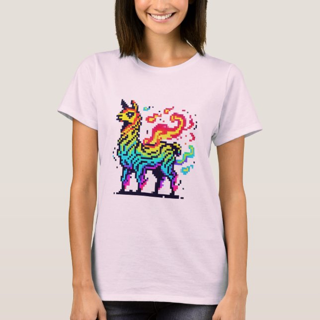 T-shirt Pixel Llama Inferno (Devant)