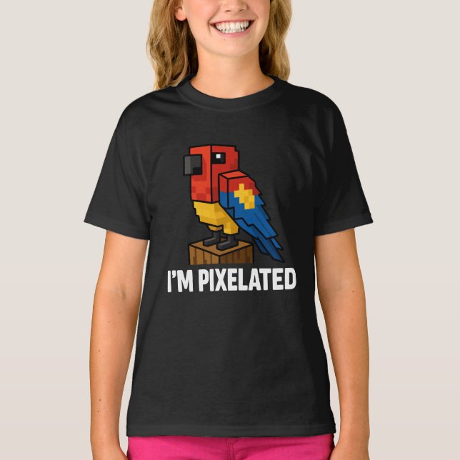 T-shirt Pixel Pixel Pixel Pixel Parrot Pixelé De La Jungle (Devant)
