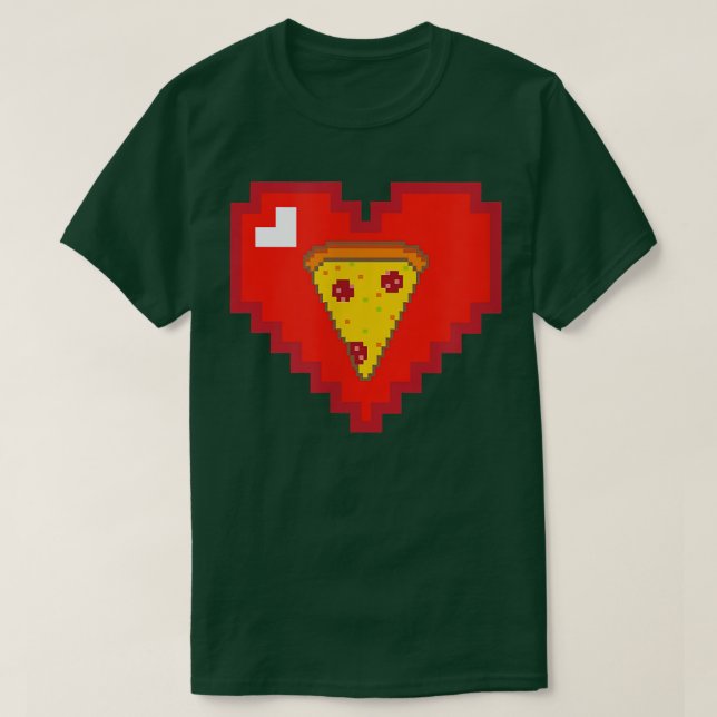 T-shirt Pixel Pizza Heart 80s Video Game Love 13282855 (Design devant)