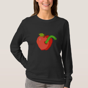 T-shirt Pixel  Pomme Avec Ver À L'intérieur