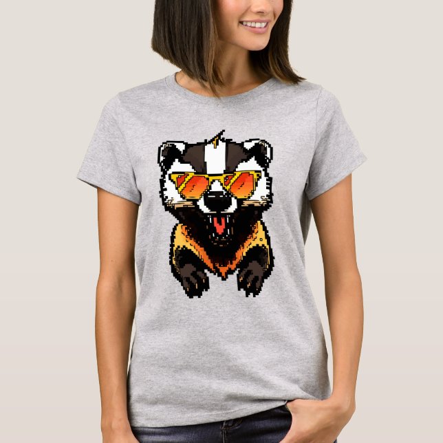 T-shirt Pixel sans peur Honeybadger (Devant)