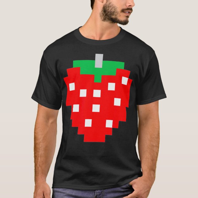 T-shirt Pixel Strawberry 80s Video Game Halloween Costume  (Devant)