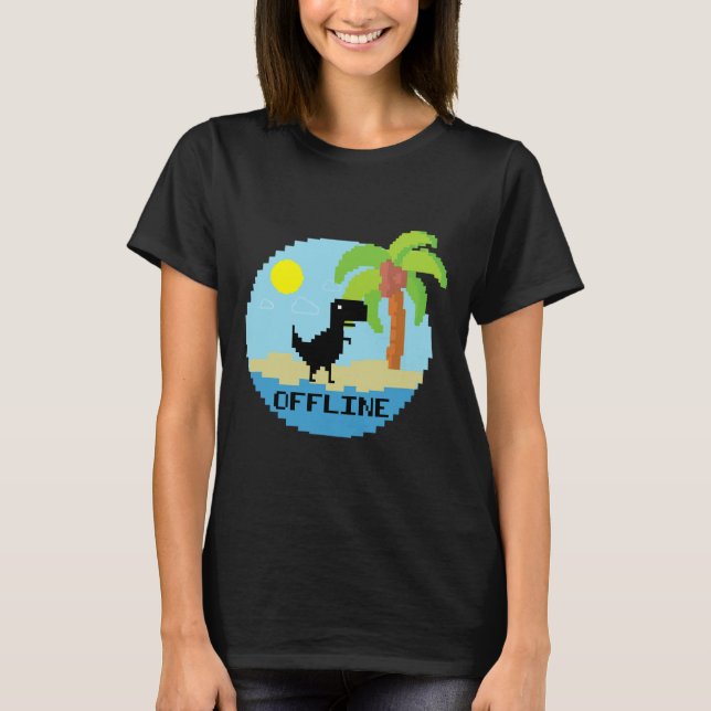 T-shirt Pixelated Dinosaur Vacation Tech Enthusiasts Coder (Devant)