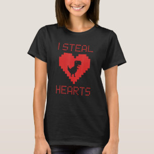 T-shirt Pixelated I Steal Hearts T Rex Dinosaur Valentine