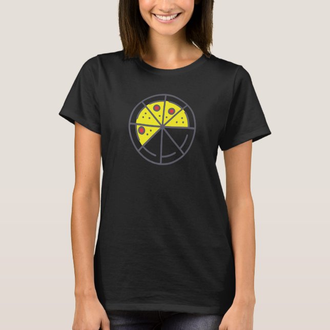 T-shirt Pizza 5 tranches Fromage Pepperoni Funny Géométriq (Devant)