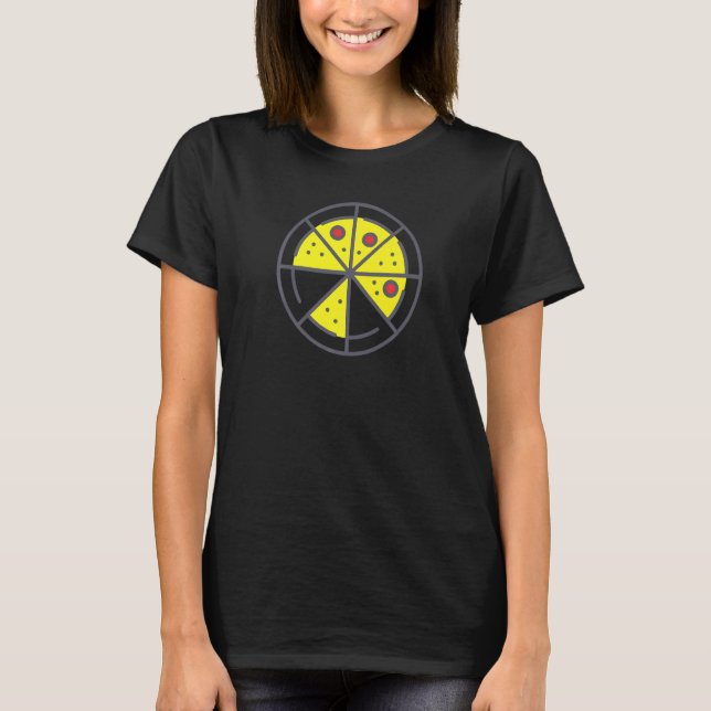 T-shirt Pizza 6 Slices Cheese Pepperoni Funny Geometric Fo (Devant)