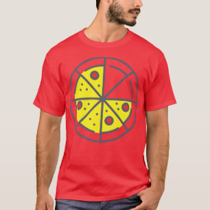T-shirt Pizza 6 Tranches Fromage Pepperoni Funny Géométriq
