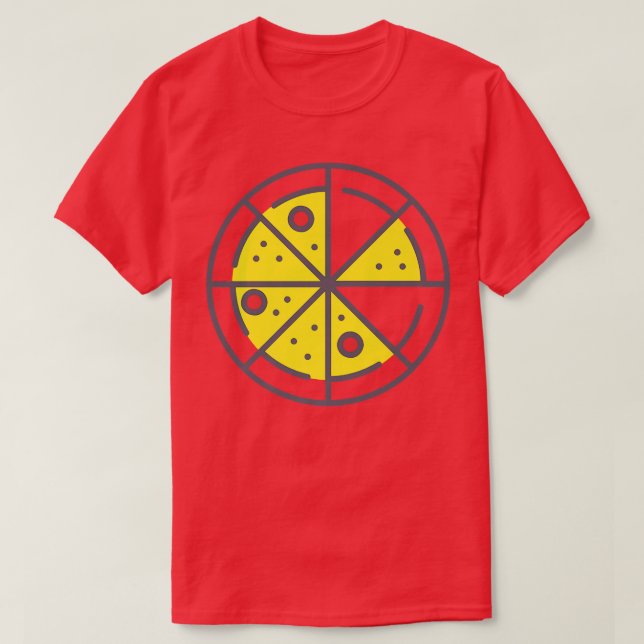 T-shirt Pizza 6 Tranches Fromage Pepperoni Funny Géométriq (Design devant)