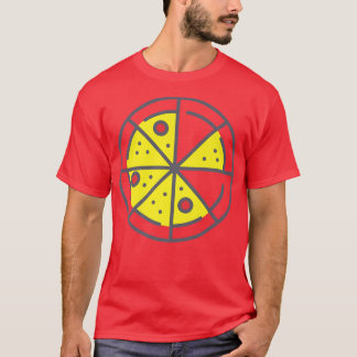 T-shirt Pizza 6 Tranches Fromage Pepperoni Funny Géométriq