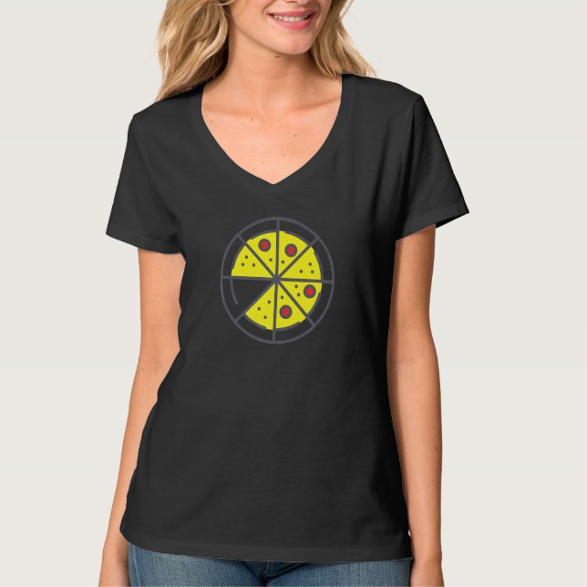 T-shirt Pizza 7 Slices Cheese Pepperoni Funny Geometric Fo (Devant)