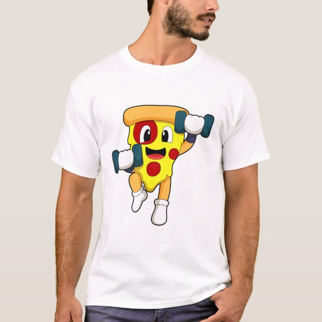 T-shirt Pizza à Fitness avec Dumbbells (Devant)