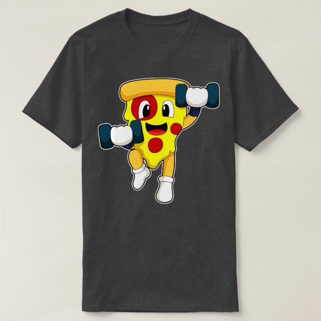 T-shirt Pizza à la forme avec haltères (Design devant)
