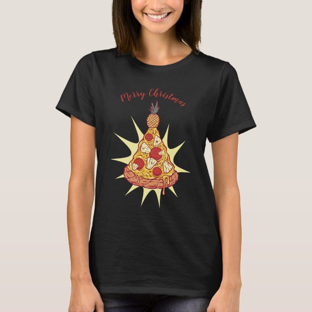 T-shirt Pizza à l'ananas Joyeux Noël (Devant)