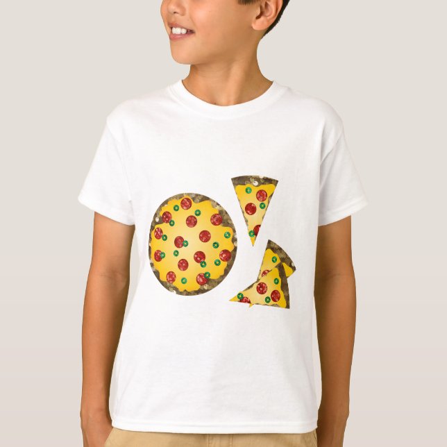 T-shirt pizza à paillettes (Devant)
