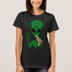 T-shirt Pizza Alien Manger Paix Amusants Espace Espace-51 