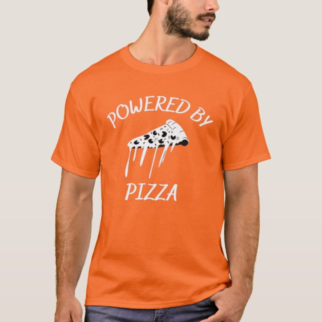 T-shirt PIZZA alimentée par la pizza (Devant)