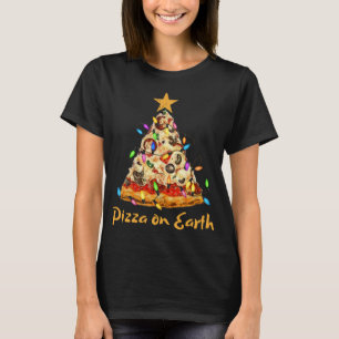 T-shirt Pizza amusante sur Terre Slice Arbre de Noël avec