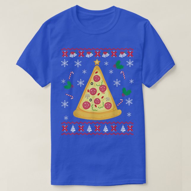 T-shirt Pizza Arbre de Noël laid Sweater de Noël drôle  (Design devant)