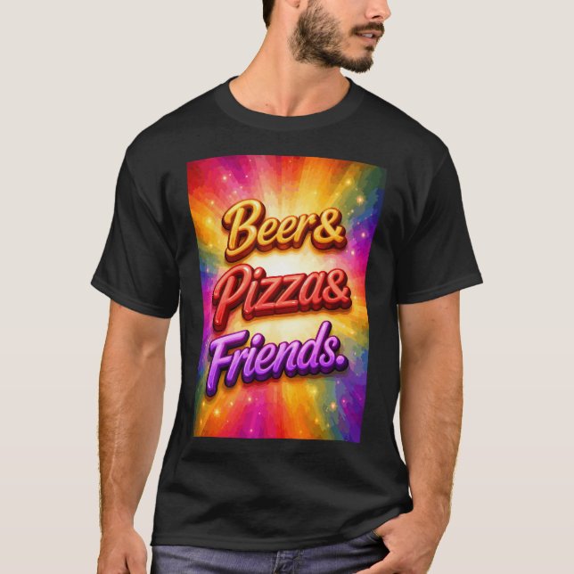 T-shirt Pizza Bière Amis (Devant)