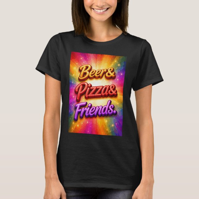 T-shirt Pizza Bière Amis (Devant)