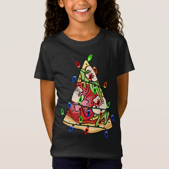 T-Shirt Pizza Christmas Tree Lights (Devant)