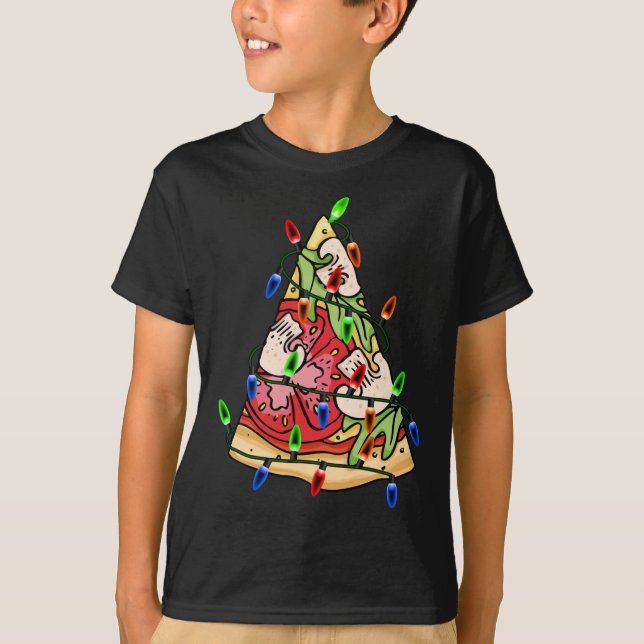 T-shirt Pizza Christmas Tree Lights (Devant)