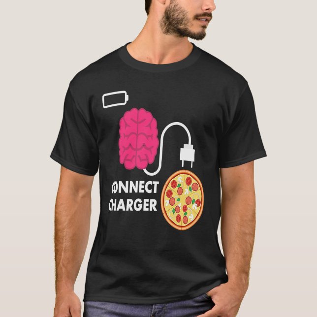 T-shirt Pizza Connect Charger Pizza Pie Pie Batterie vide (Devant)