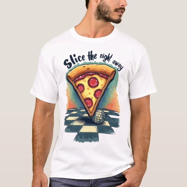T-shirt pizza coupé la nuit (Devant)