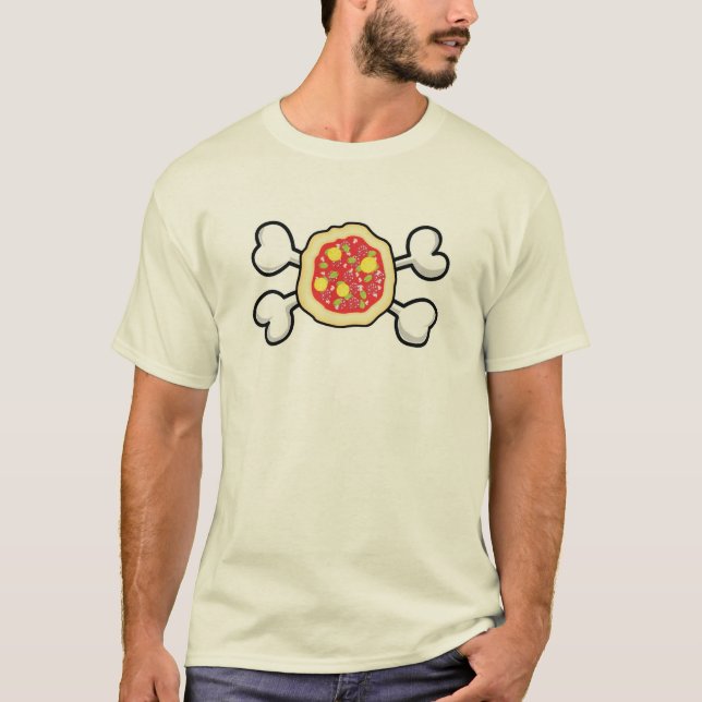 T-shirt pizza Crâne et os croisés (Devant)