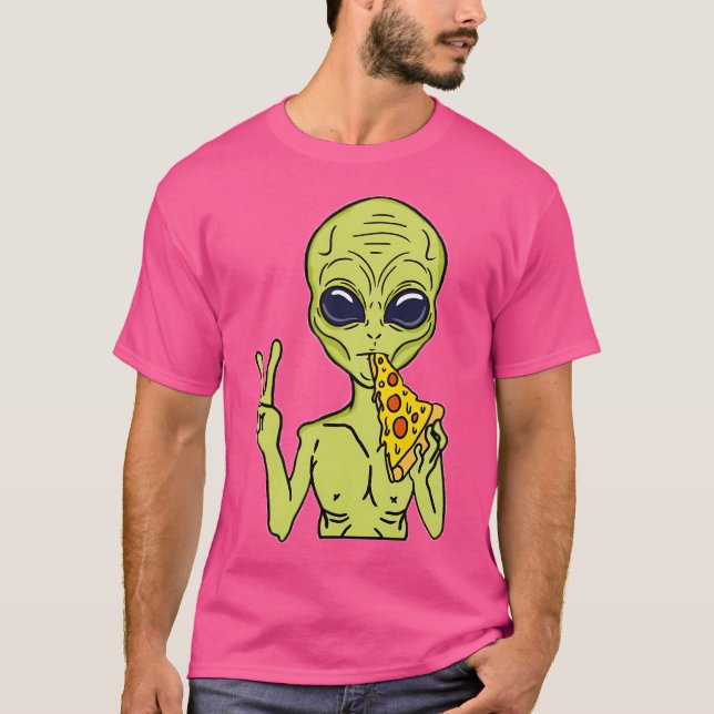 T-shirt Pizza De Ce Monde Alien Mange Pizza (Devant)