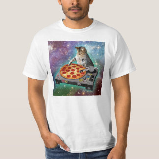 T-shirt Pizza de DJs de chat de l'espace