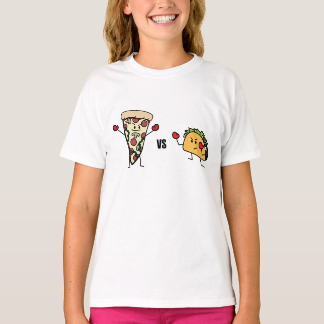 T-shirt Pizza de pepperoni CONTRE le taco : Mexicain (Devant)